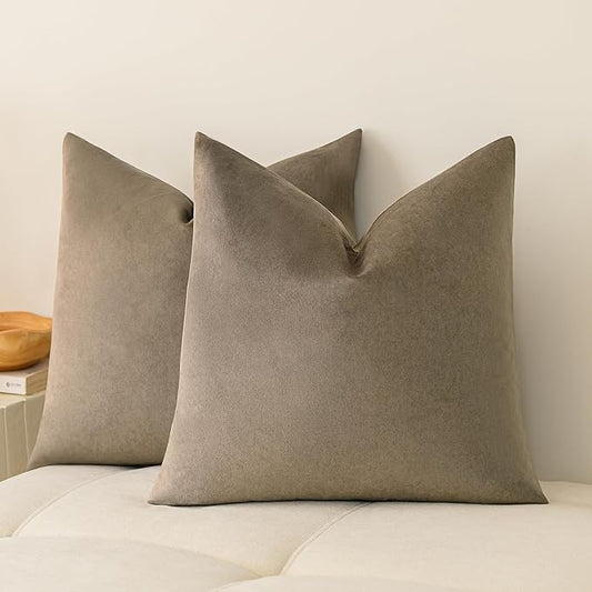 a moment Pack of 2 Dark Brown Stain-Resistant Throw Pillow Covers Pet-Friendly Pillowcases Cushion Covers for Sofa Couch Bed Outdoor Waterproof 20x20 Inch