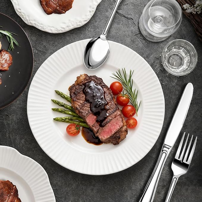 Silverware Set for 6, Heavy Duty Stainless Steel Cutlery Set with Wide Handles, Mirror Polished Utensils Spoons and Forks Set for Kitchen, Dishwasher Safe (Silver, 30 Pieces for 6)