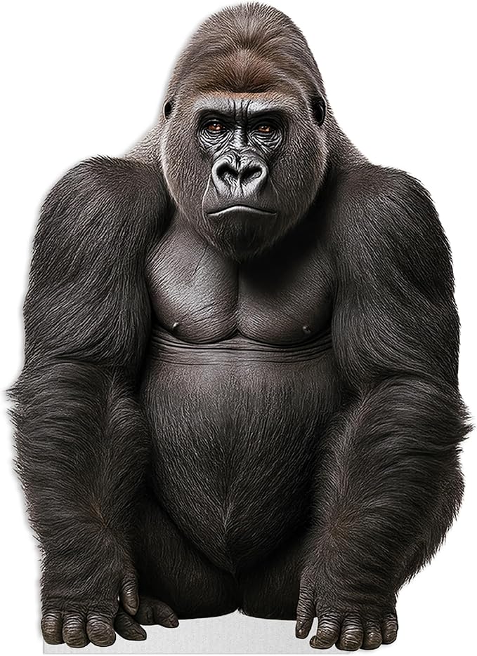 Gorilla Life Size Standee - 4FT Freestanding Coroplast Cutouts | Jungle Animal Standup Photo Booths, Jungle Party, Birthday & Halloween Decorations