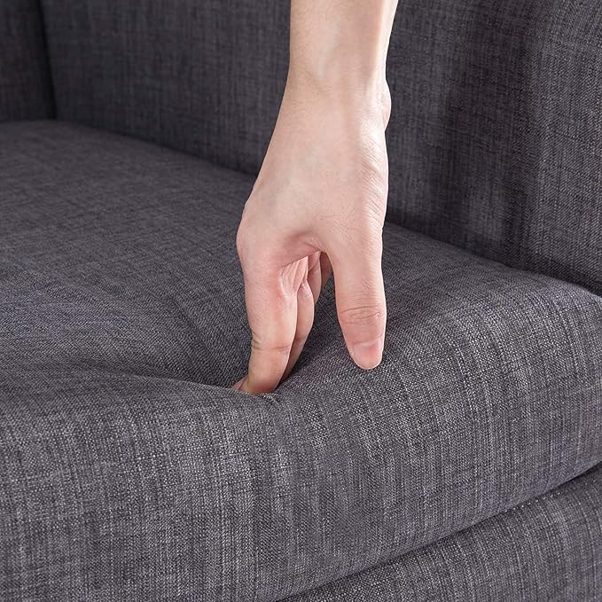 HUIMO Button-Tufted Accent Chairs Set of 2,Upholstered Reading Living Room Chair,Mid Century Modern Chair with Linen Fabric, Club Chair,Comfy Arm Chairs for Living Room,Bedroom,Grey