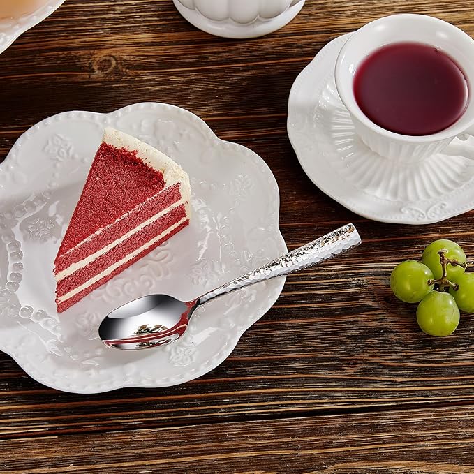 KEAWELL Premium 20/45/65 Piece Louis Hammered Silverware Set with Squared Edge, 18/10 Stainless Steel, Service for 4/8/12, Fine Flatware Set, Dishwasher Safe (20)