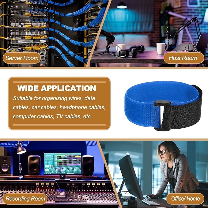 PATIKIL 12 x 0.79 Inch Reusable Cable Ties 10 Pcs Adjustable Hook and Loop Straps Cord Management Wire Wrap Cord Ties Organizer for Home Office Cables, Blue