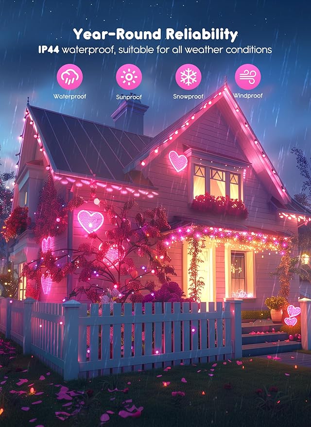 66Ft 200 LED Outdoor String Lights, Pink Fairy Lights Battery Operated with Remote, Waterproof Twinkle Lights for Bedroom Dorm Patio Tapestry Backyard Garden Party Indoor Valentine's Day Decoration