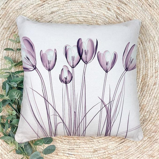 Textured Modern Minimalist Pillow Cover with Creative Floral Print, Digital-Printed Square Cushion Cover for Living Room Sofa (24 * 24inch-03022)