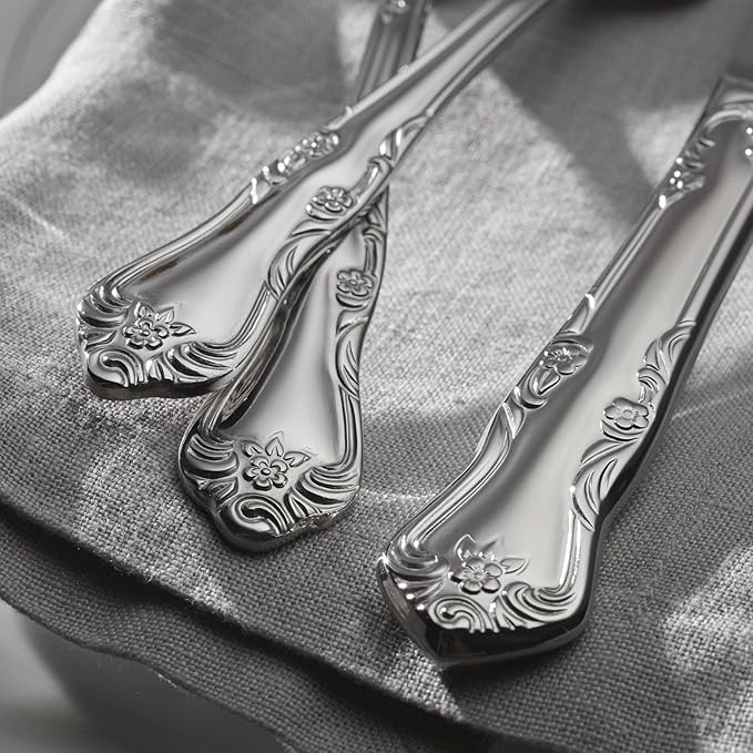 Oneida Azalea 20 Piece Everyday Flatware, Service for 4, 18/0 Stainless Steel, Silverware Set, Dishwasher Safe, Silver