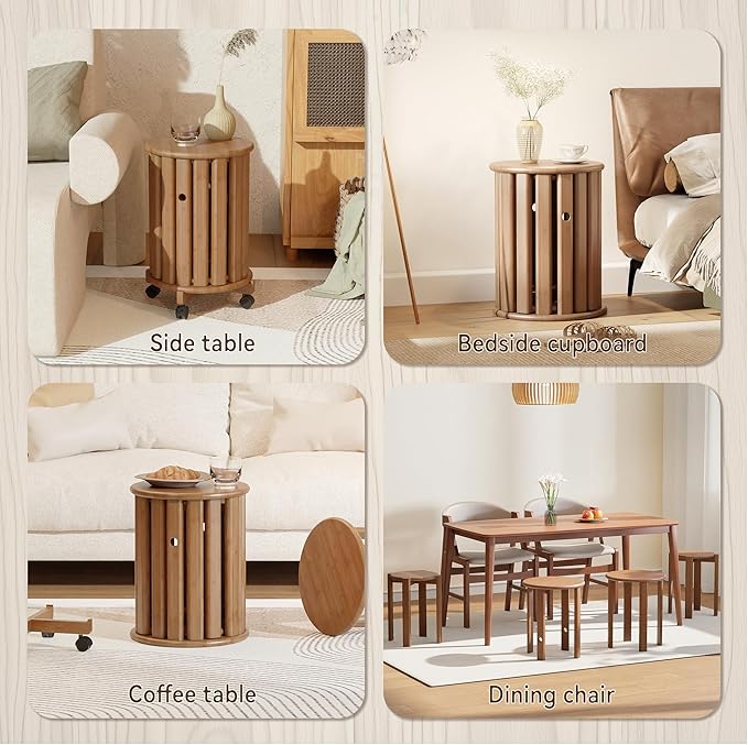 4-Pack Stackable Stools with Wheels | 18 Inch Nesting Side Tables for Living Room| Stackable Coffee Table, Firm and Sturdy| No Tools Assembly |Side Coffee Tables for Easy Storage