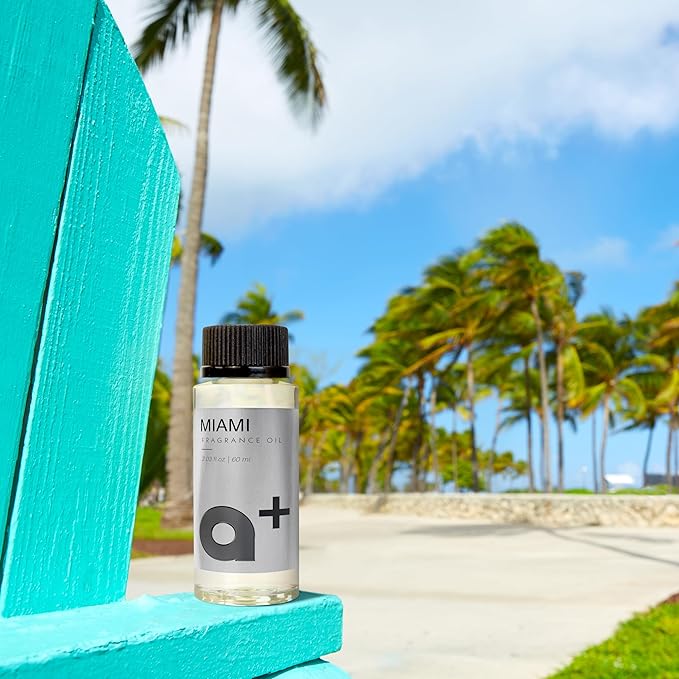 Aromar+ Fragrance Oil – Miami-Inspired by Ritz Carlton – Luxury Hotel Scent Experience with Fresh Ocean Breeze & Lemon Floral – for Waterless Diffusers – Long-Lasting Home Aroma – 2oz/60mL