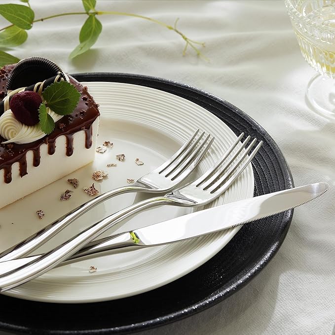 HIKAA 45-Piece Silverware Set with Organizer, Heavy Duty Stainless Steel Flatware for 8, Cutlery Utensil Sets with Serving Utensils, Mirror Polished, Dishwasher Safe