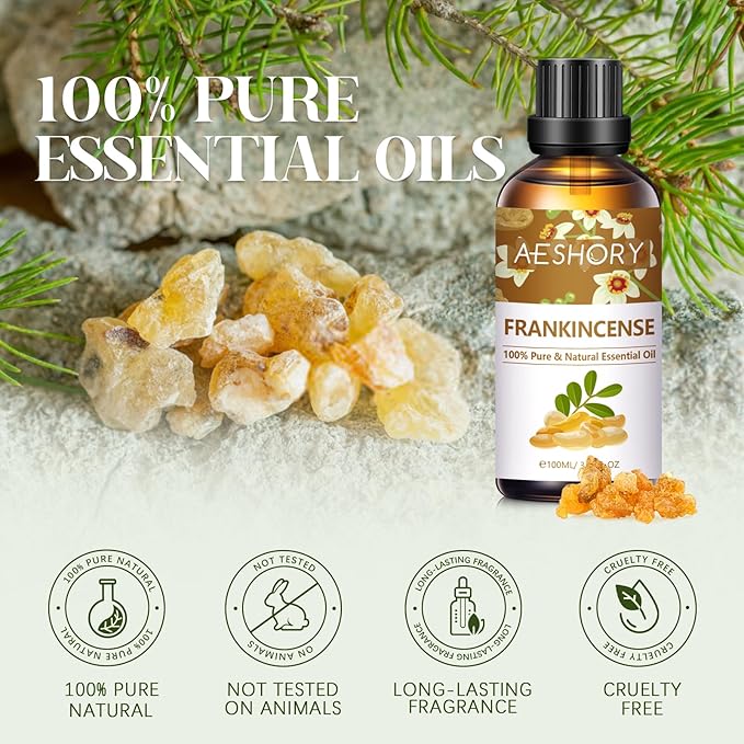 Frankincense Essential Oils 3.38FL.OZ - Aromatherapy Essential Oils for Diffusers for Home, Frankincense Scented Oils for Massage, Soap Candle Making Scents - 100ML