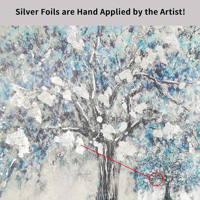 Abstract Tree Canvas Wall Art: Blue Picture Painting Graphic Art Picture t for for Kitchen (24"x18")