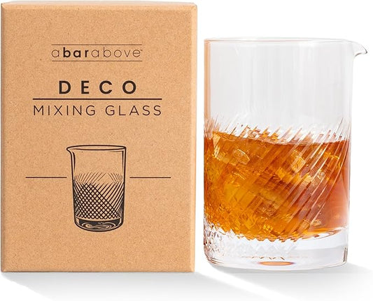 A Bar Above Diamond Deco Cocktail Mixing Glass, Thick, Sturdy Beaker, to Mix and Stir Cocktails, Drink Mixer Glass for Bar Mixing Set, Basic, Professional, or Home Bar Accessories