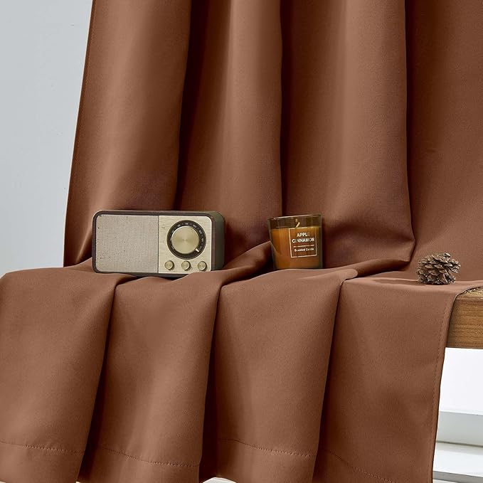 Aiyufeng Sun Baked Short 36 Inches Blackout Curtain 2 Panels Set, Half Window Rod Pocket Privacy Curtain Tiers for Kitchen, Curtains Blackout for Bathroom Shades, W40 x L36 Inch, Sun Baked