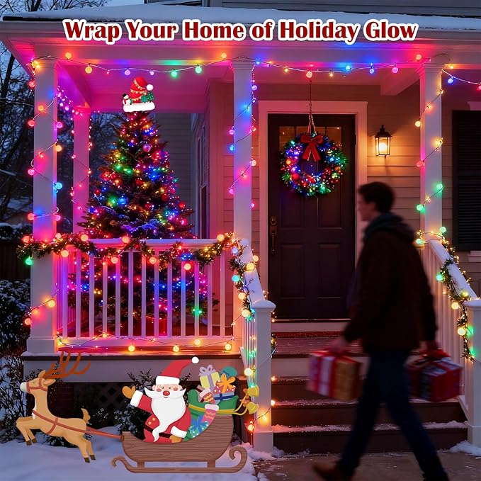 33 Feet 100 Led Fairy Lights Plug in, 8 Modes with Remote Indoor Globe Lights Outdoor Christmas Lights for Bedroom Party Wedding Garden Christmas Tree Decor(Multicolor)