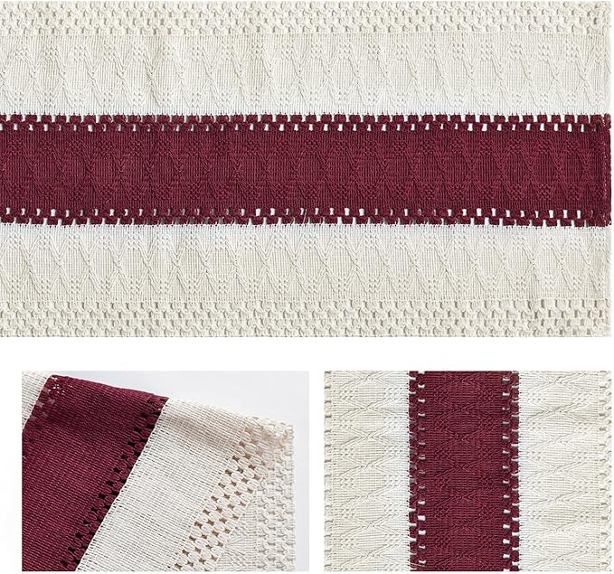 Artoid Mode Red Farmhouse Rustic Table Runner, Seasonal Holiday Hollow Kitchen Dining Table Decoration for Home Party Decor 12x72 Inch