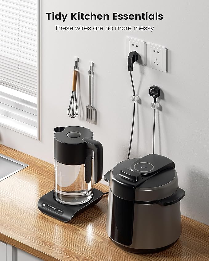 12 Pack Magnetic Cable Clips – Cord Organizer & Holder, Toocki Adhesive Cable Management, Wire Holder for USB Charging Cables, Ideal for Home, Office, Car, Desk, and Nightstand-White+Black