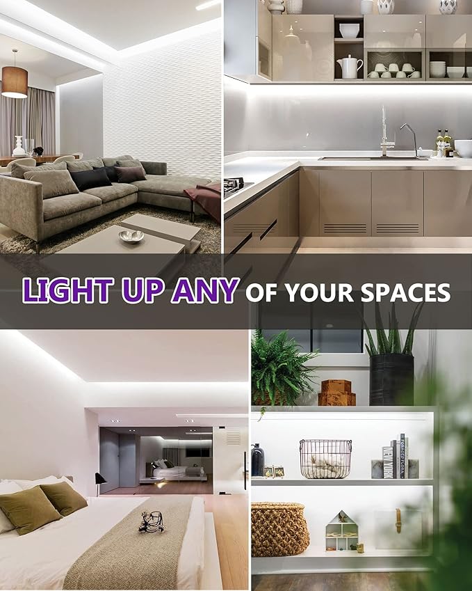 HitLights White COB LED Strip Lights 5000K, 12V Tape Light 16.4ft, 2640 LEDs, 426 lm/ft, CRI 90+, IP30, Premium High Density Lighting for Kitchen, Cabinets, Room, UL Listed(Power Source Not Included)