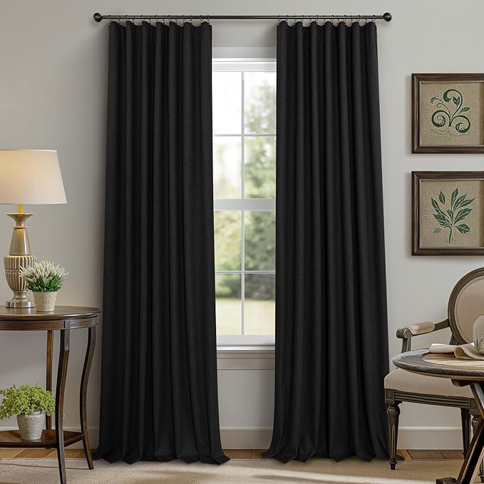 72 Inch Blackout Curtains for Living Room 2 Panel Burg Complete Black Out Thermal Insulated Darkening Back Tab Pleated Lightweight Noise Reducing Saver Energy Saving Long Curtain for Bedroom 72 Length