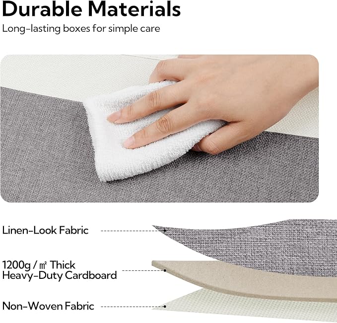 GRANNY SAYS Storage Bins with Lids, Collapsibe Clothes Organizers and Storage, Storage Baskets for Shelves, Decorative Storage Boxes with Lids, 3-Pack, Gray&Ivory