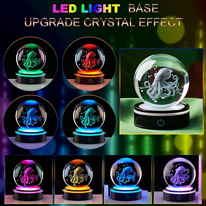 3D Crystal Ball Statue, Female Ocean Glass Ball Gift, Suitable for Female and Male Friends, Graduates, Friends, Colleagues, Marine Life Enthusiasts, Paper Souvenirs for Home Decoration