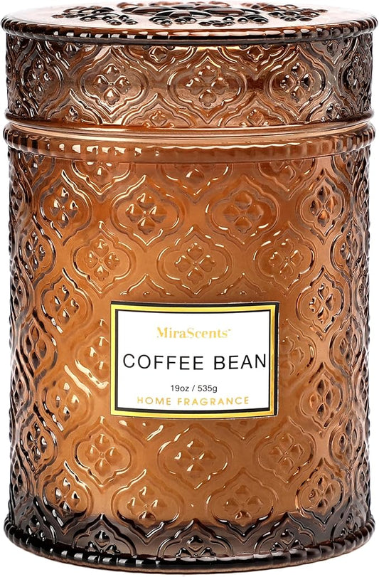 Coffee Bean Scented Candles, Large Natural Soy Candle, 88 Hours Burning Time, Decorative Candles in Glass, Mothers Day Candle Gifts for Women, 19oz