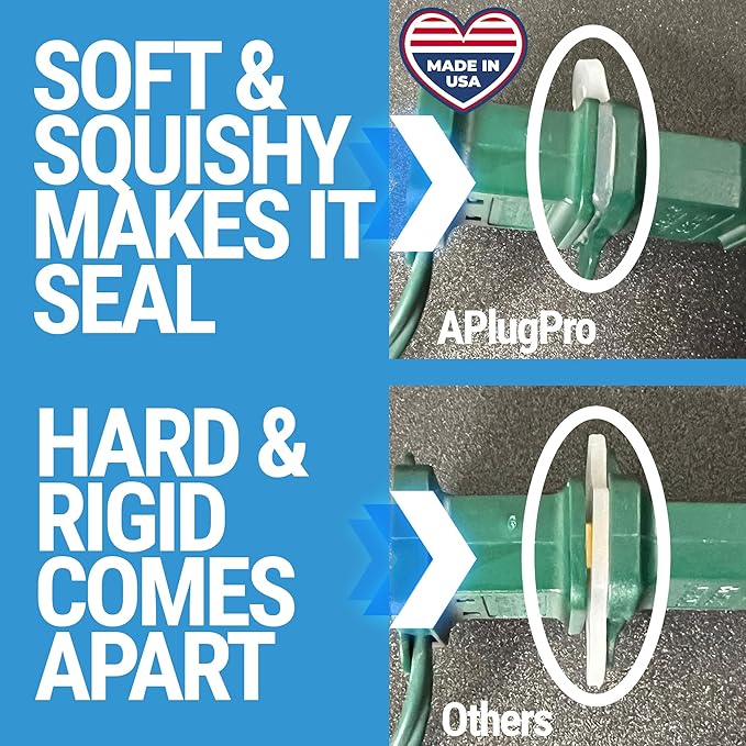 The Original Weatherproof Gaskets & Plug Covers - Made in USA, Outdoor Waterproof GFCI Protectors, Christmas Light Installation, Extension Cords, Stop GFCIs from Tripping (Green, Qty 25) - by APlugPro