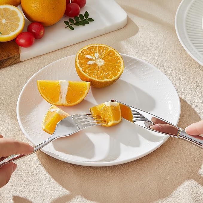 Kingstone Hammered Silverware Set, 40-Piece Flatware Set for 8, 18/10 Stainless Steel Heavy Duty Cutlery Set, Mirror Polished Utensil Sets for Home, Restaurant, wedding, Dishwasher Safe