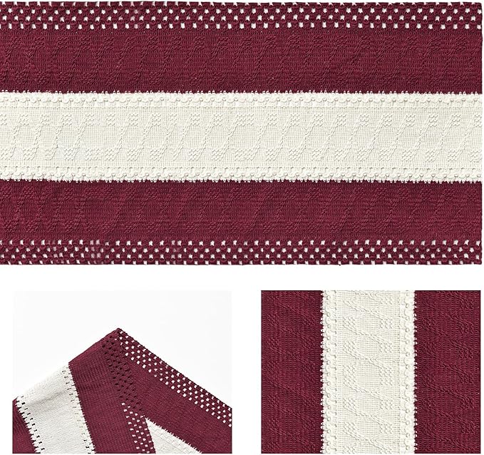 Artoid Mode Red Farmhouse Rustic Table Runner, Seasonal Hollow Kitchen Dining Table Decoration for Home Party Decor 12x36 Inch