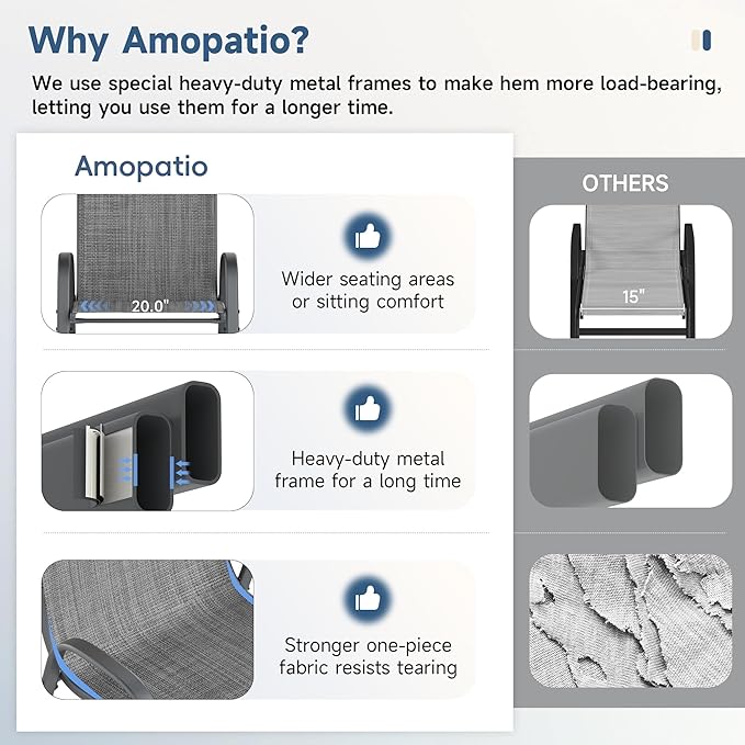 Amopatio Patio Chairs Set of 4, Breathable Garden Outdoor Furniture for Backyard Deck,Outdoor Stackable Dining Chairs for All Weather, Dark Grey