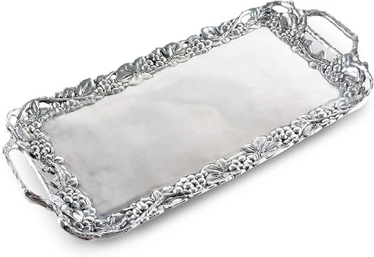 Arthur Court Designs Metal Aluminum Grape Decorative Serve Ware Serving Tray/Platter 21 inch x 10 inch