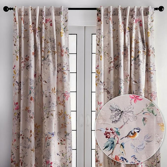 Maison d' Hermine Curtains for Living Room 100% Cotton 84 inch Length Two Panels Light Filtering Curtains for Bedroom Windows with Rod and Loop Pockets Drapes (Equinoxe Multicolor, 50" W x 84" L)