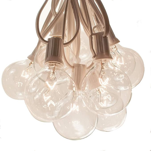 Hometown Evolution, Inc. 50 Foot Globe String Lights - G50 Clear 2 Inch Bulbs (White Wire) - Indoor Outdoor String Lights for Bedroom, Tent, Canopy, Bistro, Cafe and Party Lighting