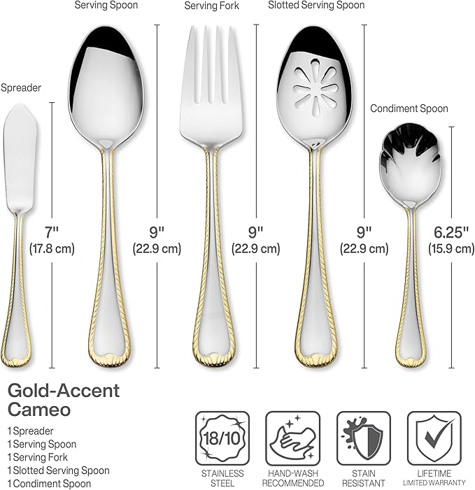 Mikasa Cameo Gold 65 Piece Flatware Set, Service for 12