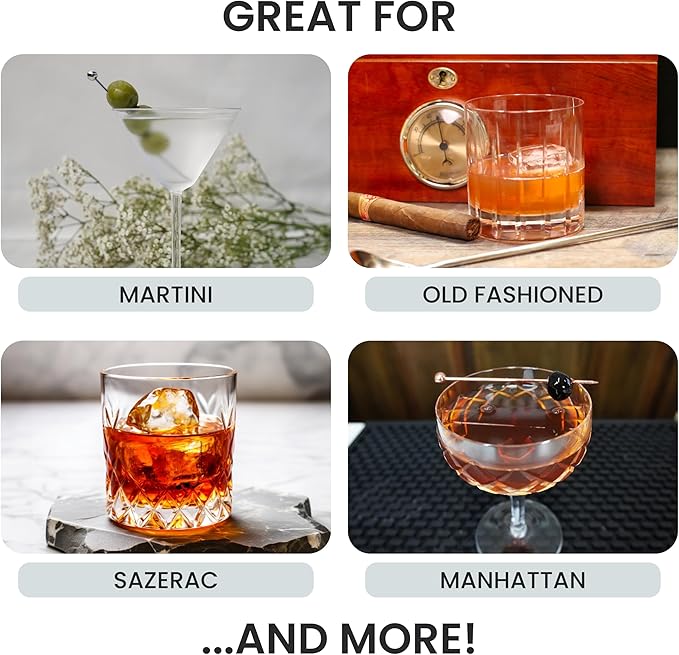 A Bar Above 10-Piece Stirred Cocktail Kit, Premium Crystal Mixing Glass Set for Home Bar, Includes Bar Spoon, Julep Strainer, Mixing Glass, Ideal for Martinis, Manhattans, Old Fashioneds, More