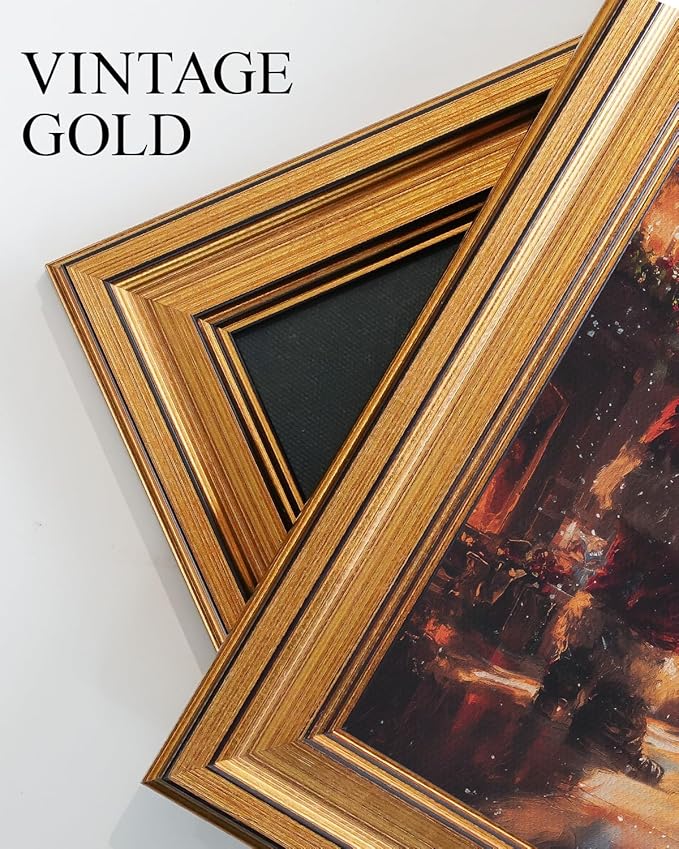VIYYIEA Vintage Gold Framed Wall Art for Living Room, Christmas Canvas Prints Home Decor, Oil Painting Picture, Bedroom Wall Decor Gifts for Friends or Family -【Giving Gifts】-(16L x 12W)