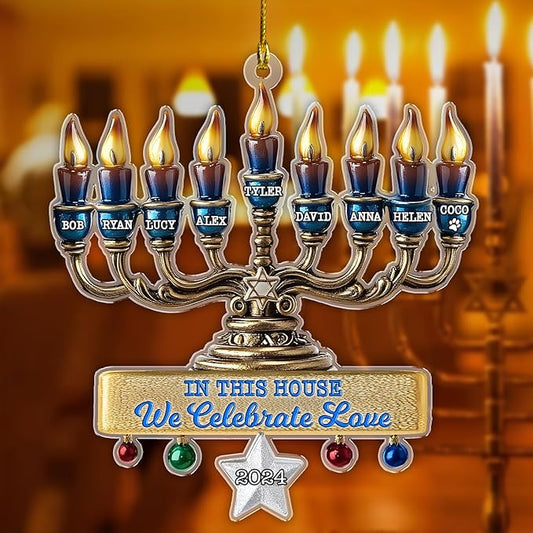 Family Christmas Ornaments - Hanukkah Ornament, Personalized Merry Chrismukkah Jewish and Christian, Hanukkah Ornaments for Tree, Jewish Ornament for Chrismukkah Decorations