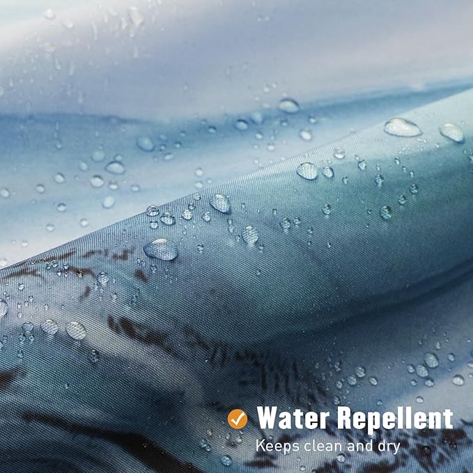 MitoVilla Blue Marble Extra Long Shower Curtain Set 72 x 84, Modern Ombre 84 inch XL Shower Curtains for Chic Bathroom Decor, Abstract Watercolor Fabric Shower Curtain