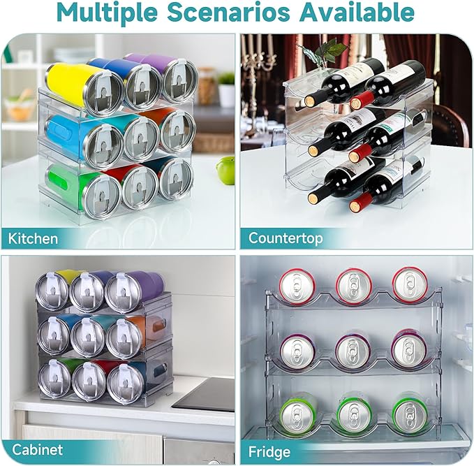 [Large Compartment] Water Bottle Organizer for Stanley 40 oz, 3 Pack Stackable Water Bottle Organizer, Clear Water Bottle Holder for Tumbler Travel Mug Cup, Kitchen Pantry Organization and Storage
