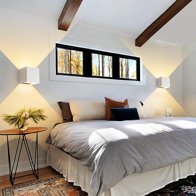 Matte White Square Wall Sconces Lights,3000K-6500K 3CCT,Adjustable Beam,1300LM High Brightness,15W Outdoor Sconce,Waterproof,Rust-Resistant,4.33 Inch,Outdoor Wall Lights & Indoor Wall Sconce(1 Pack)