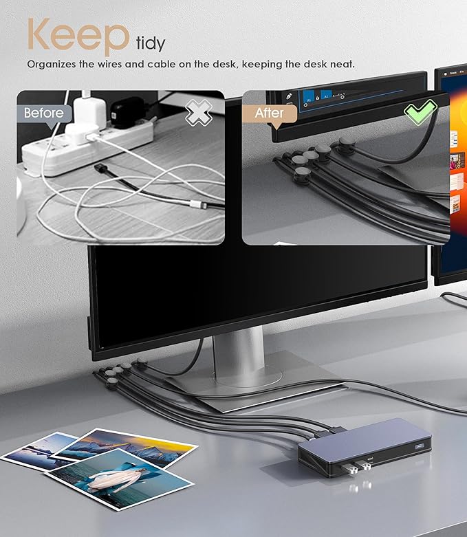 8 Pack Magnetic Cord Organizer [Locking Cable Rotatable] Cable Clips, Nearockle Upgraded Strong Magnetic Cord Holder, Adhesive Wire Keeper Cable Management for Desk,Car,Nightstand,Office,Home(Black)