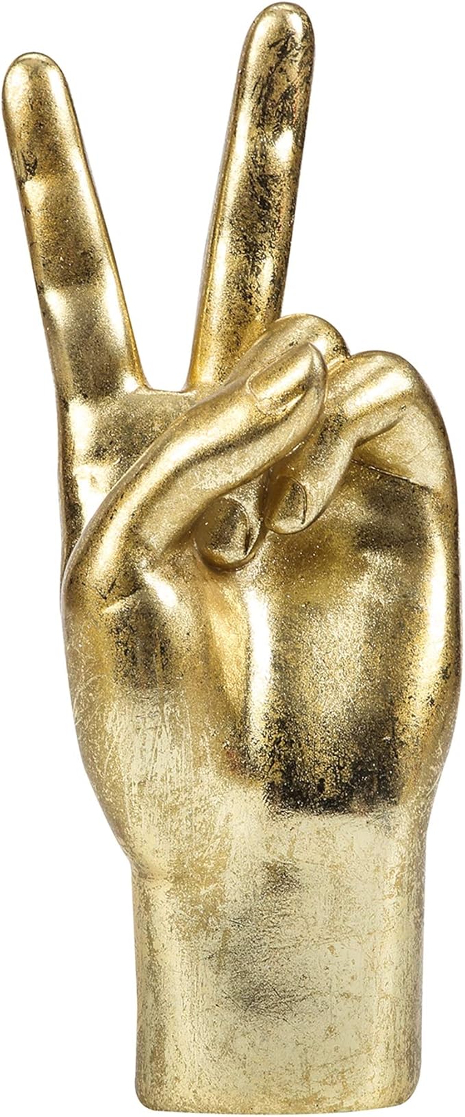 Gold Decor Peace “Victory” ASL Hand Sign, Classic Gesture Hand Sculpture 8.46 Inch Figurine