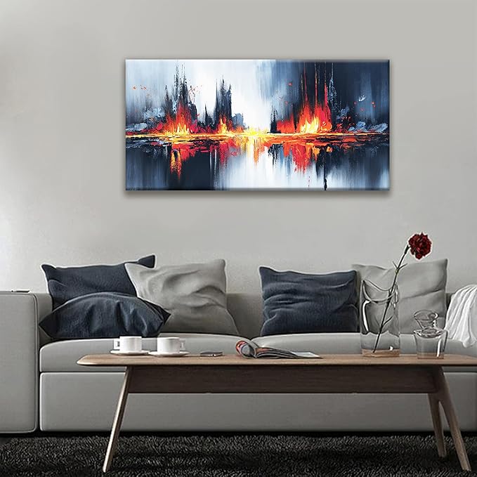 Abstract Wall Art Print Artwork Modern Minimalist Canvas Wall Art Decor Artwork Painting Black Red Gold Abstract Wall Decor Picture For Bedroom Kitchen Corridor Bathroom Decoration 20" X 40"