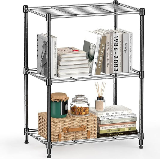 450 lbs Steel Storage Shelving 3-Tier Utility Shelving Unit Steel Organizer Wire Rack for Home,Kitchen,Office (11.8" D x 17.7" W x 26.3" H)