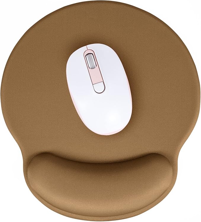 Hsurbtra Ergonomic Mouse Pad with Wrist Rest Support, Gel Mouse Pads with Non-Slip PU Base, Pain Relief Memory Foam Computer Mat, Cute Office Supplies Desk Decro Accessories, Leather Brown