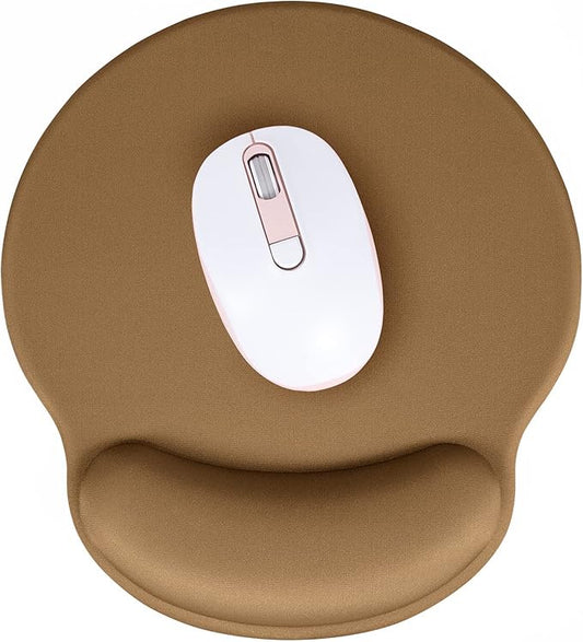 Hsurbtra Ergonomic Mouse Pad with Wrist Rest Support, Gel Mouse Pads with Non-Slip PU Base, Pain Relief Memory Foam Computer Mat, Cute Office Supplies Desk Decro Accessories, Leather Brown