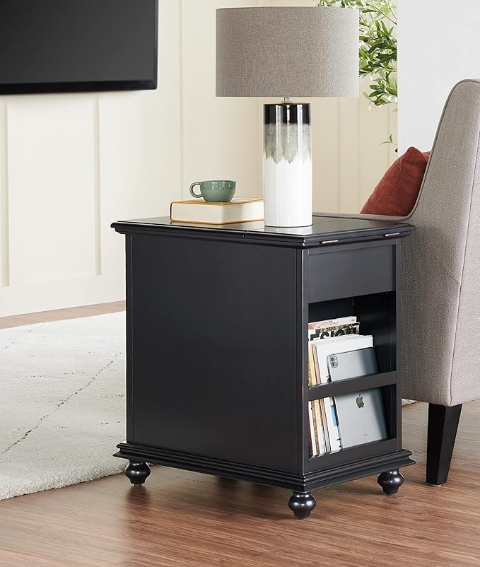 Martin Svensson Home Elegant Chairside End Table, 24 in x 16 in x 25 in, Antique Black