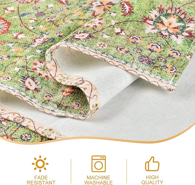 Snycler Table Runner Boho Table Runners Vintage Elegant Farmhouse Table Center Linen Decor for Home Dining Party Entrance (13x72 Inch) Green