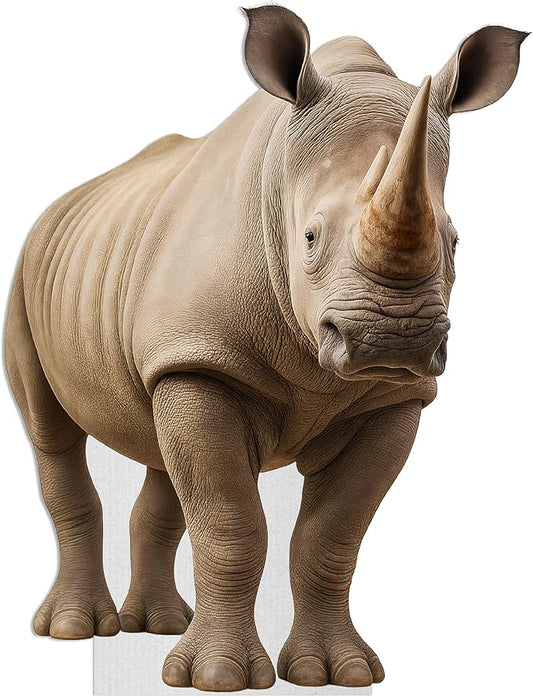Rhino Life Size Standee - 4FT Freestanding Coroplast Cutouts | Safari Animal Standup Photo Booths, Jungle Party, Birthday & Halloween Decorations