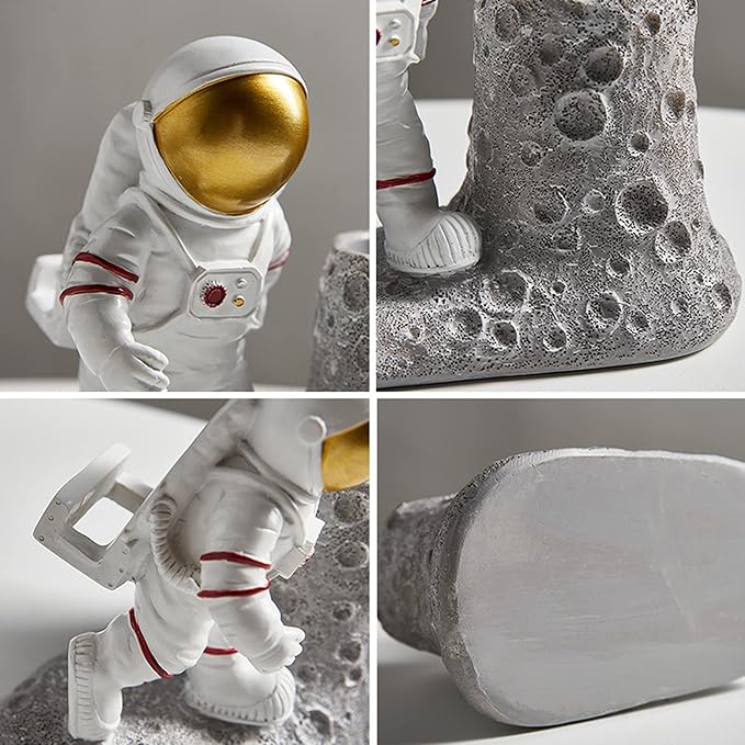 BUTILIVEEN Astronaut Pen Pencil Holder with Phone Stand, Resin Spaceman Pen Container Cell Phone Stand for home Office Desktop Decoration, Gifts for Space Lovers, Gifts for Christmas