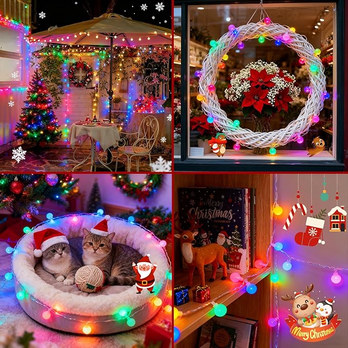 33 Feet 100 Led Fairy Lights Plug in, 8 Modes with Remote Indoor Globe Lights Outdoor Christmas Lights for Bedroom Party Wedding Garden Christmas Tree Decor(Multicolor)