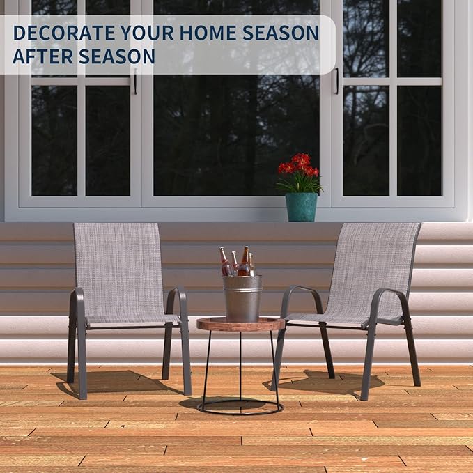 Amopatio Patio Chairs Set of 2, Breathable Garden Outdoor Furniture for Backyard Deck,Outdoor Stackable Dining Chairs for All Weather, Dark Grey